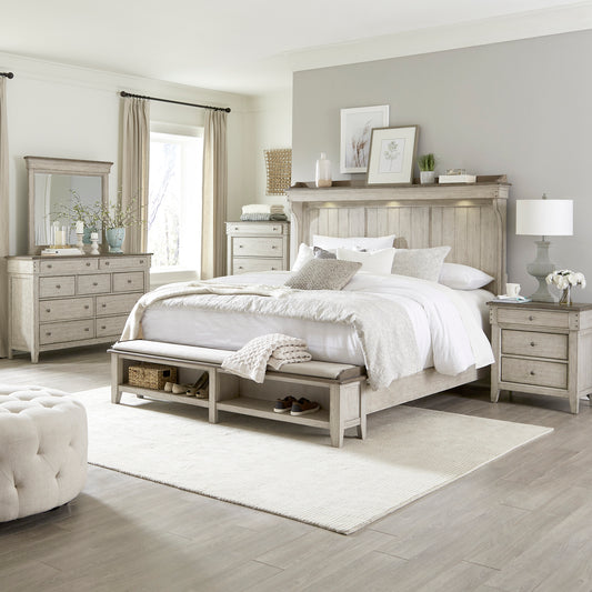 Ivy Hollow Queen Mantle Storage Bed, Dresser & Mirror, Chest, Night Stand Bedroom Set