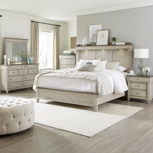Ivy Hollow Queen Mantle Bed, Dresser & Mirror, Chest, Night Stand Bedroom Set