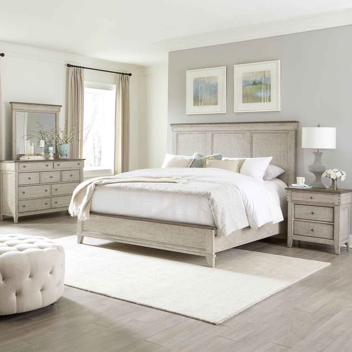 Ivy Hollow Queen Panel Bed, Dresser & Mirror, Night Stand Bedroom Set