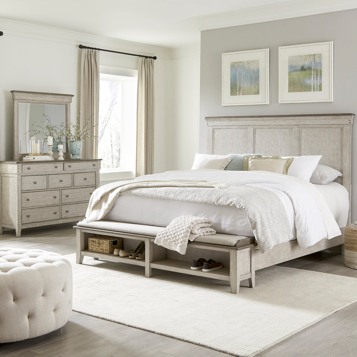 Ivy Hollow Queen Storage Bed, Dresser & Mirror Bedroom Set