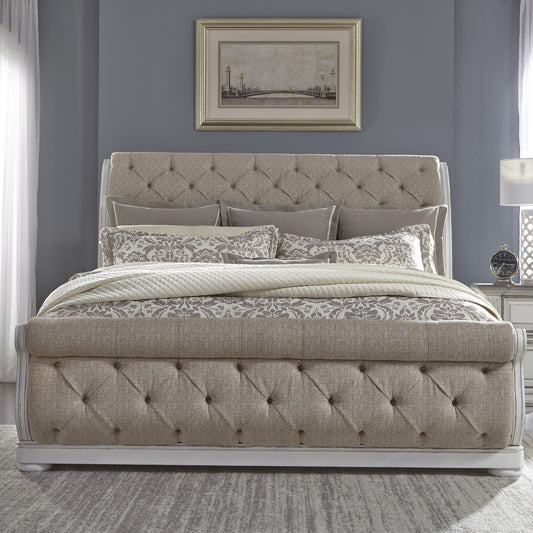 Abbey Park Queen Uph Sleigh Bed, 2 Night Stands