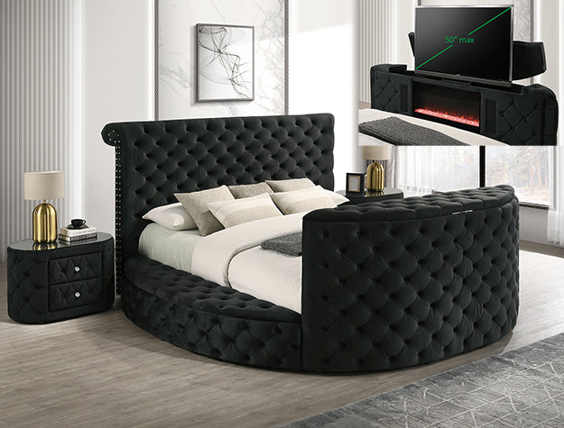Voltare Fireplace/Tv Lift Bed Black (5212BK)