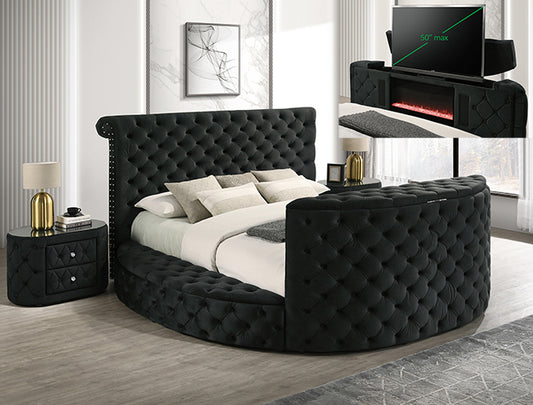 Voltare Fireplace/Tv Lift Bed Black (5212BK)