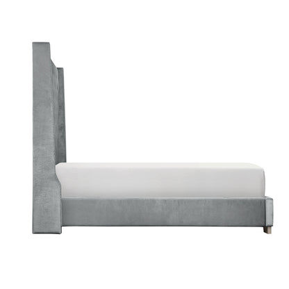 Uphl Velvet Ek Bed, Gray
