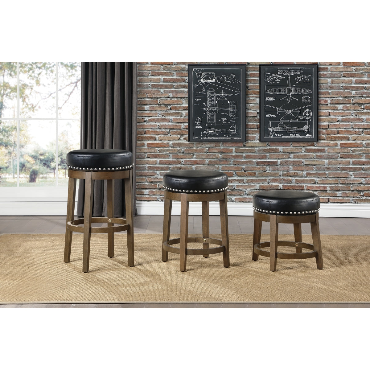 Westby Round Swivel Stool, Black
