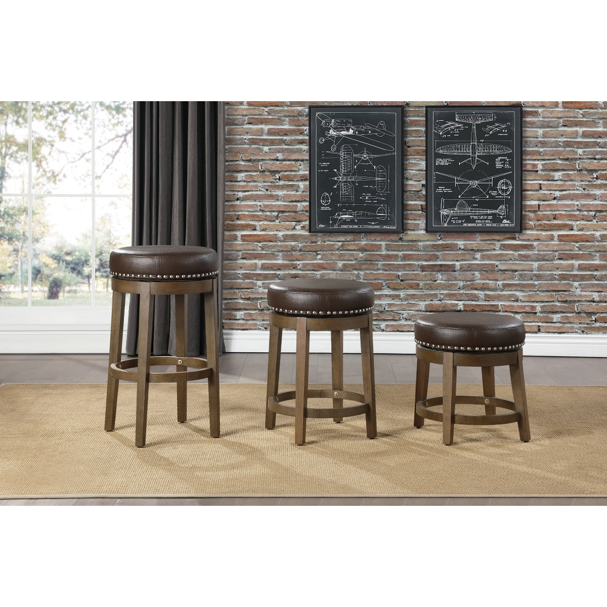 Westby Round Swivel Pub Height Stool, Brown