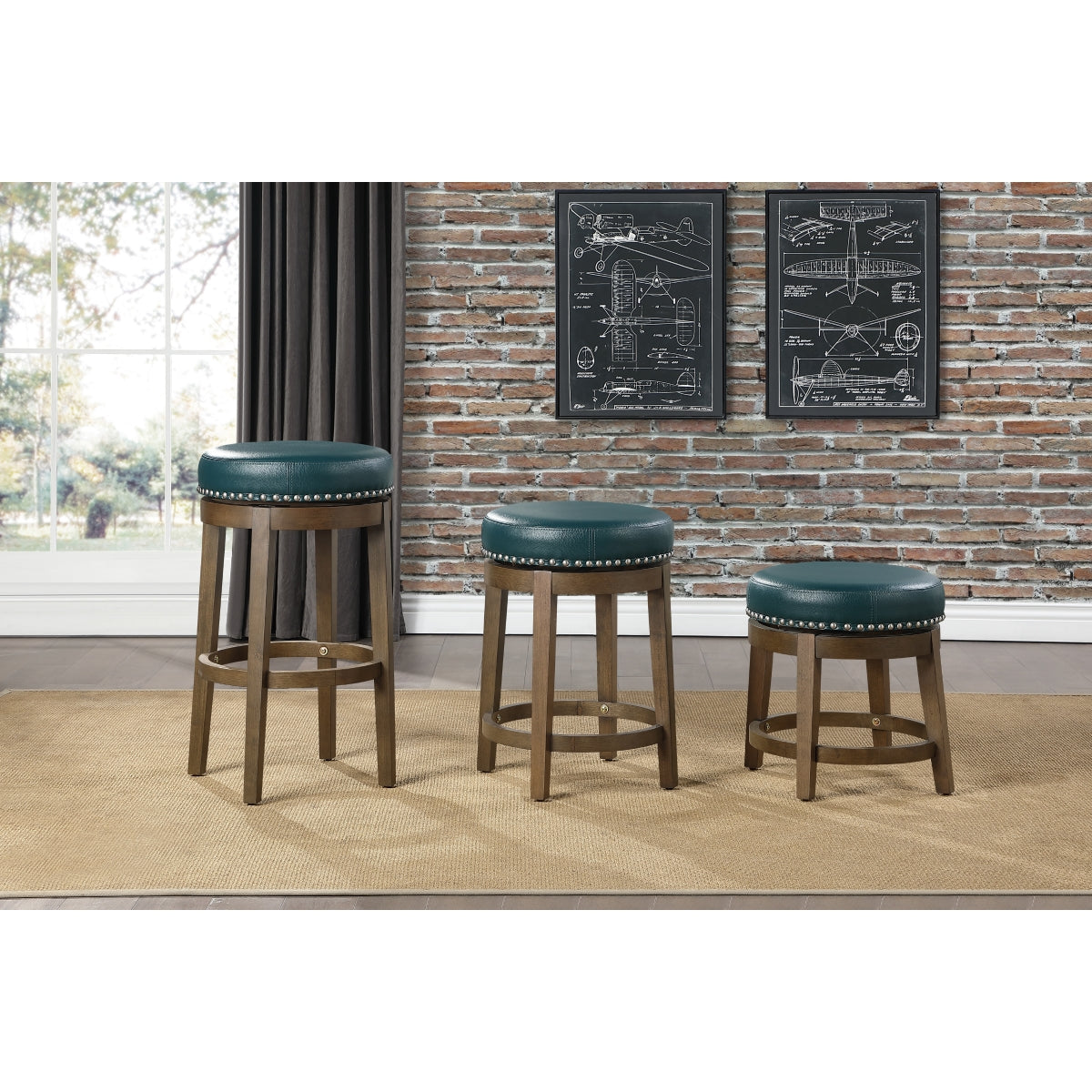 Westby Round Swivel Pub Height Stool, Green