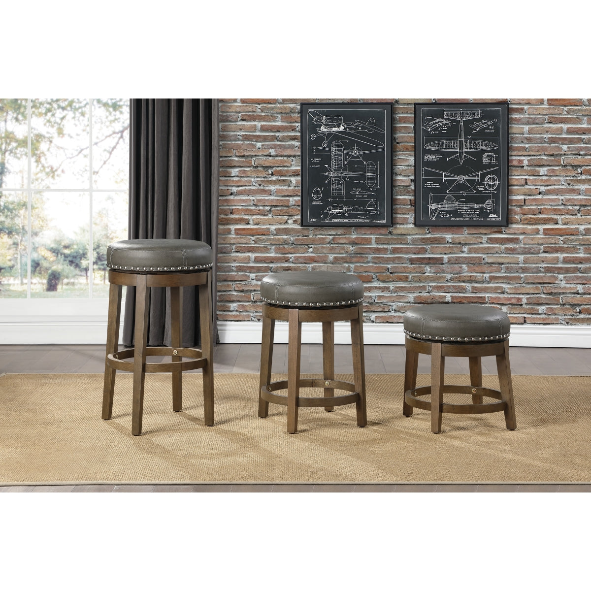 Westby Round Swivel Pub Height Stool, Gray