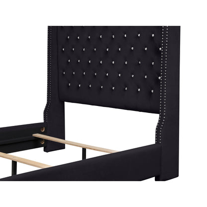 Uphl Velvet E.King Bed, Black