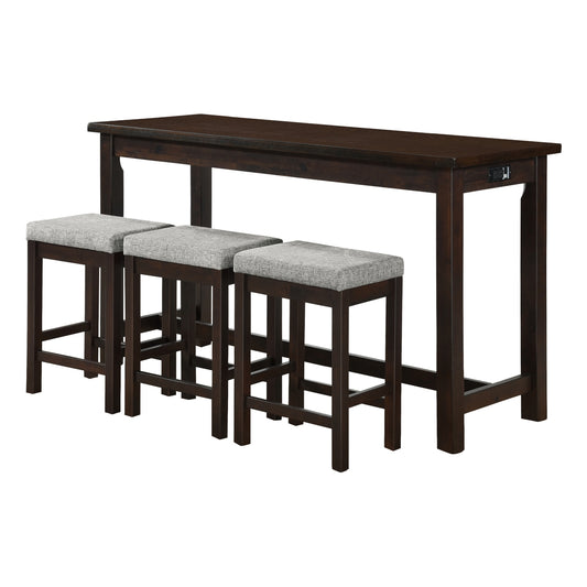 Connected 4-Piece Pack Counter Height Set - Gray (5713ES)