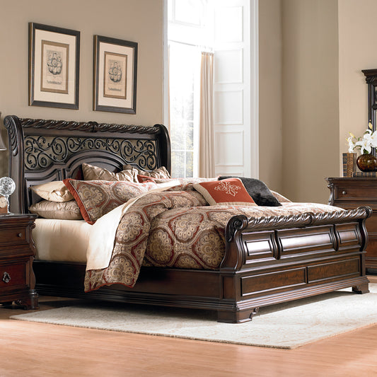 Arbor Place Queen Sleigh Bed, 2 Nightstands
