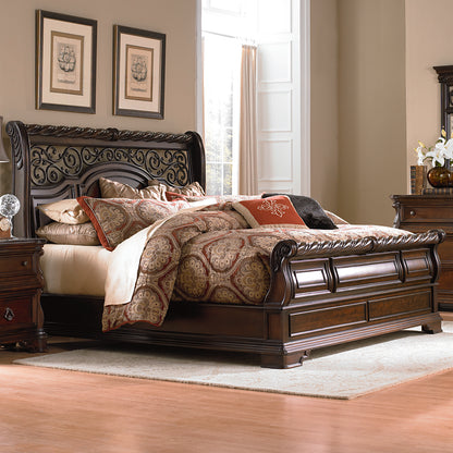 Arbor Place Queen Sleigh Bed, Dresser & Mirror, Chest, Night Stand Bedroom Set