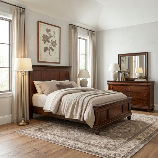 Rustic Traditions Queen Panel Bed, Dresser & Mirror