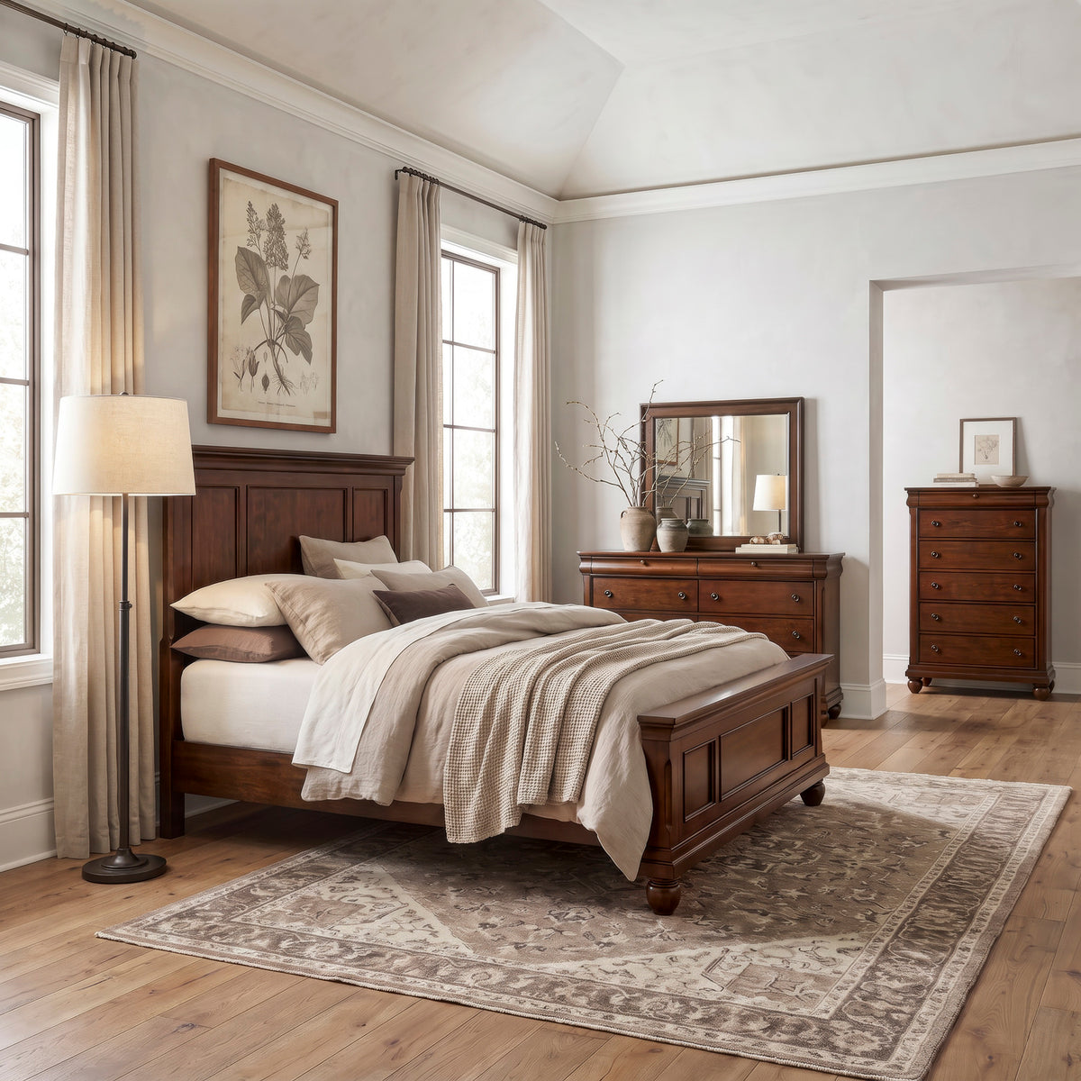 Rustic Traditions Queen Panel Bed, Dresser & Mirror, Chest