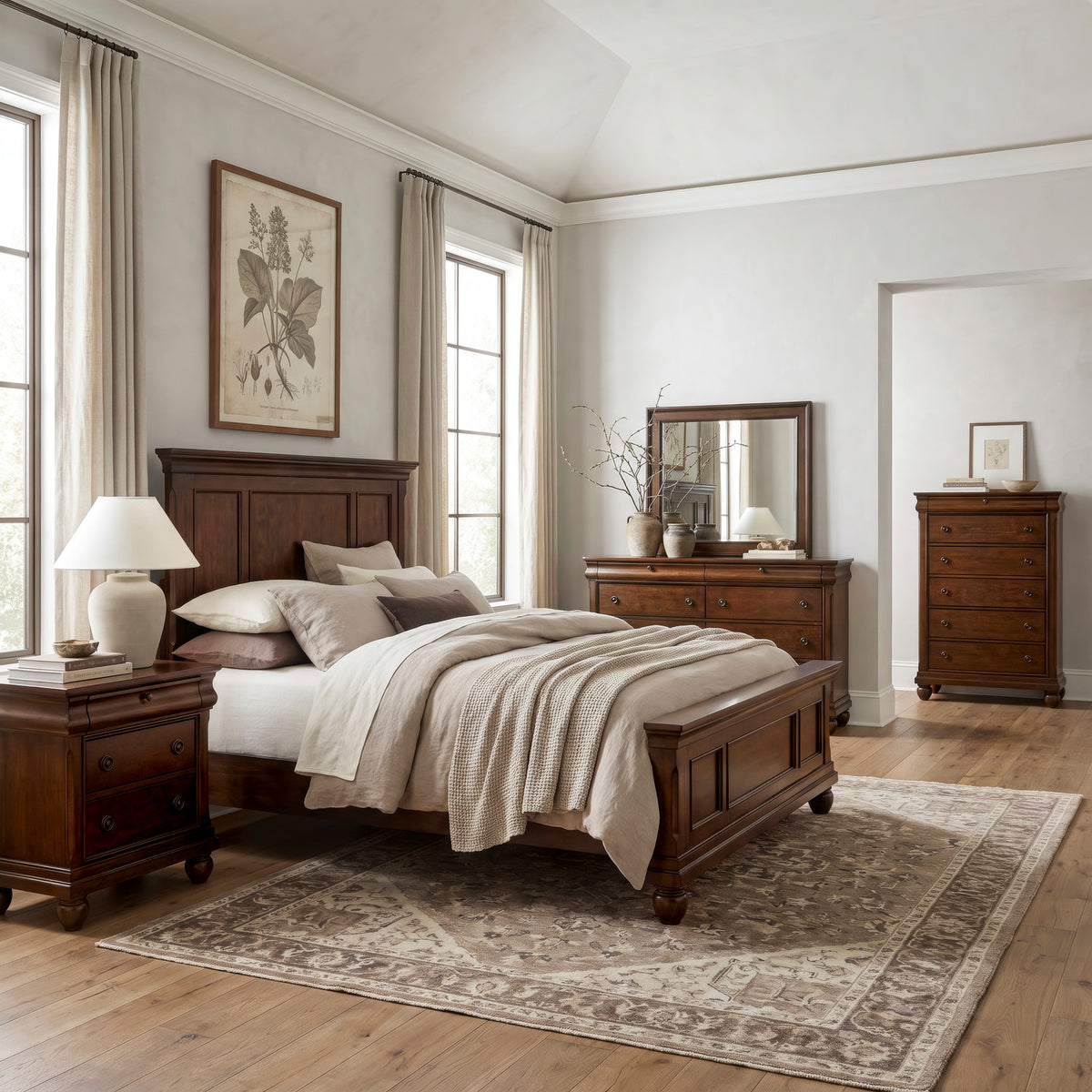 Rustic Traditions Queen Panel Bed, Dresser & Mirror, Chest, Night Stand