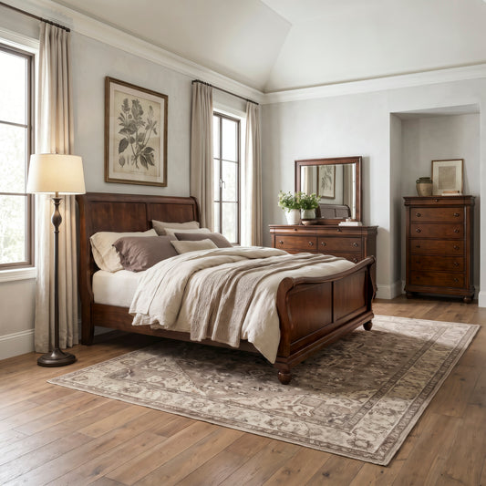 Rustic Traditions Queen Sleigh Bed, Dresser & Mirror, Chest Bedroom Set