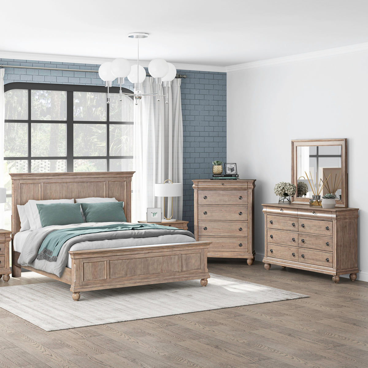 Rustic Traditions Queen Panel Bed, Dresser & Mirror, Chest