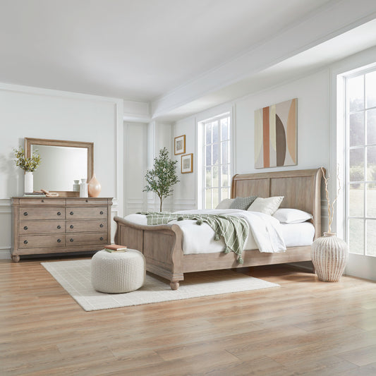 Rustic Traditions Queen Sleigh Bed, Dresser & Mirror