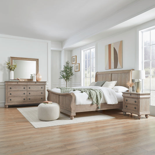 Rustic Traditions Queen Sleigh Bed, Dresser & Mirror, Night Stand