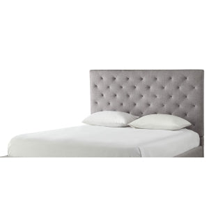 E.King Tufted Headboard, Gray Linen