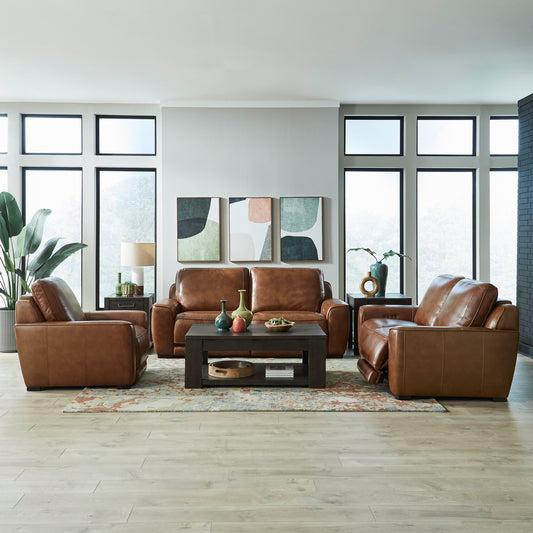 Blake Sofa w/ Loveseat & Recliner (Venetian Honey Leather)