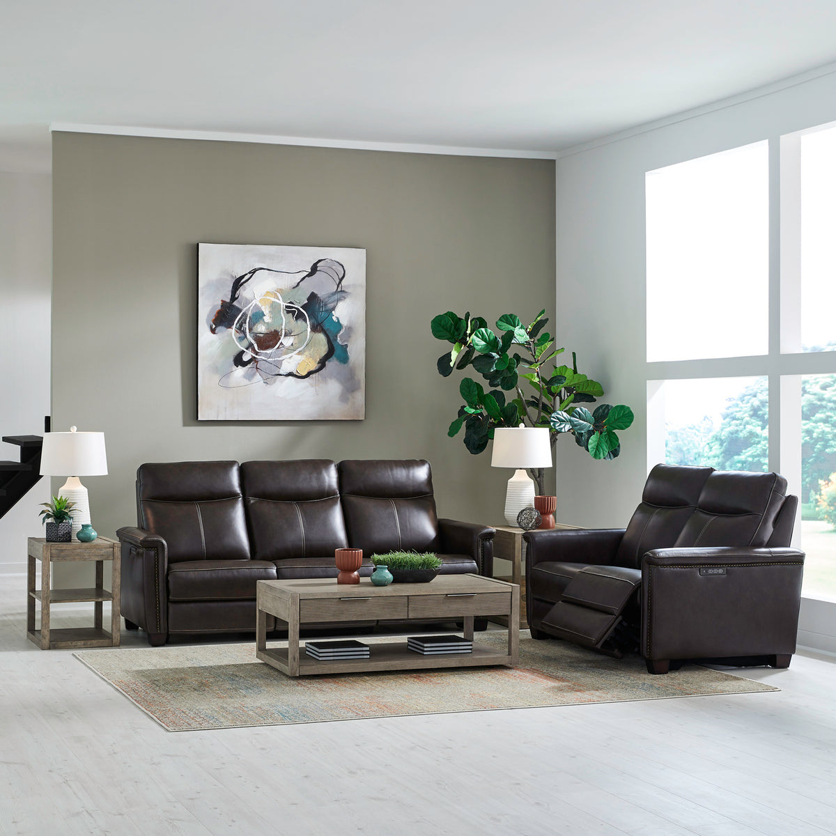 Crawford Sofa & Loveseat (Finch Cacao Leather)