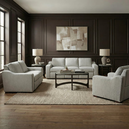Archer Sofa w/ Loveseat & Recliner (Hampstead Dove Fabric)