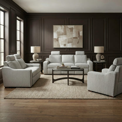 Archer Sofa w/ Loveseat & Recliner (Hampstead Dove Fabric)