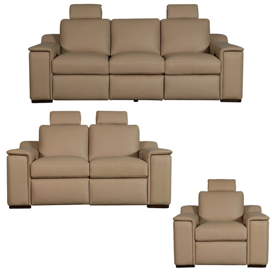 Armon Sofa w/ Loveseat & Recliner (Oslo Fawn Leather)