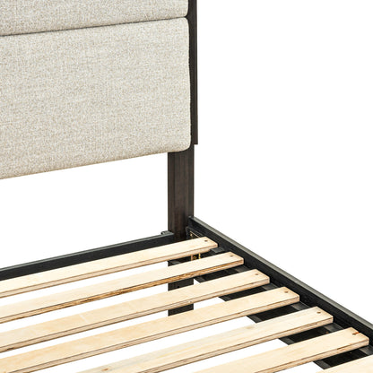 Century Modern Queen Uph Platform Bed