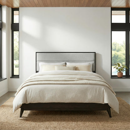 Century Modern Queen Uph Platform Bed