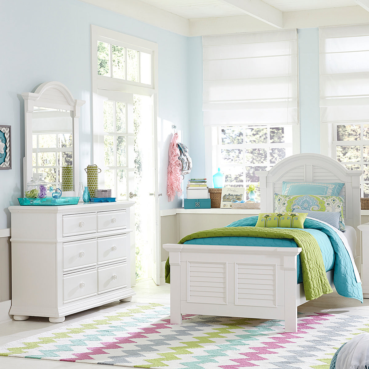 Summer House Youth Full Panel Bed, Dresser & Mirror Bedroom Set