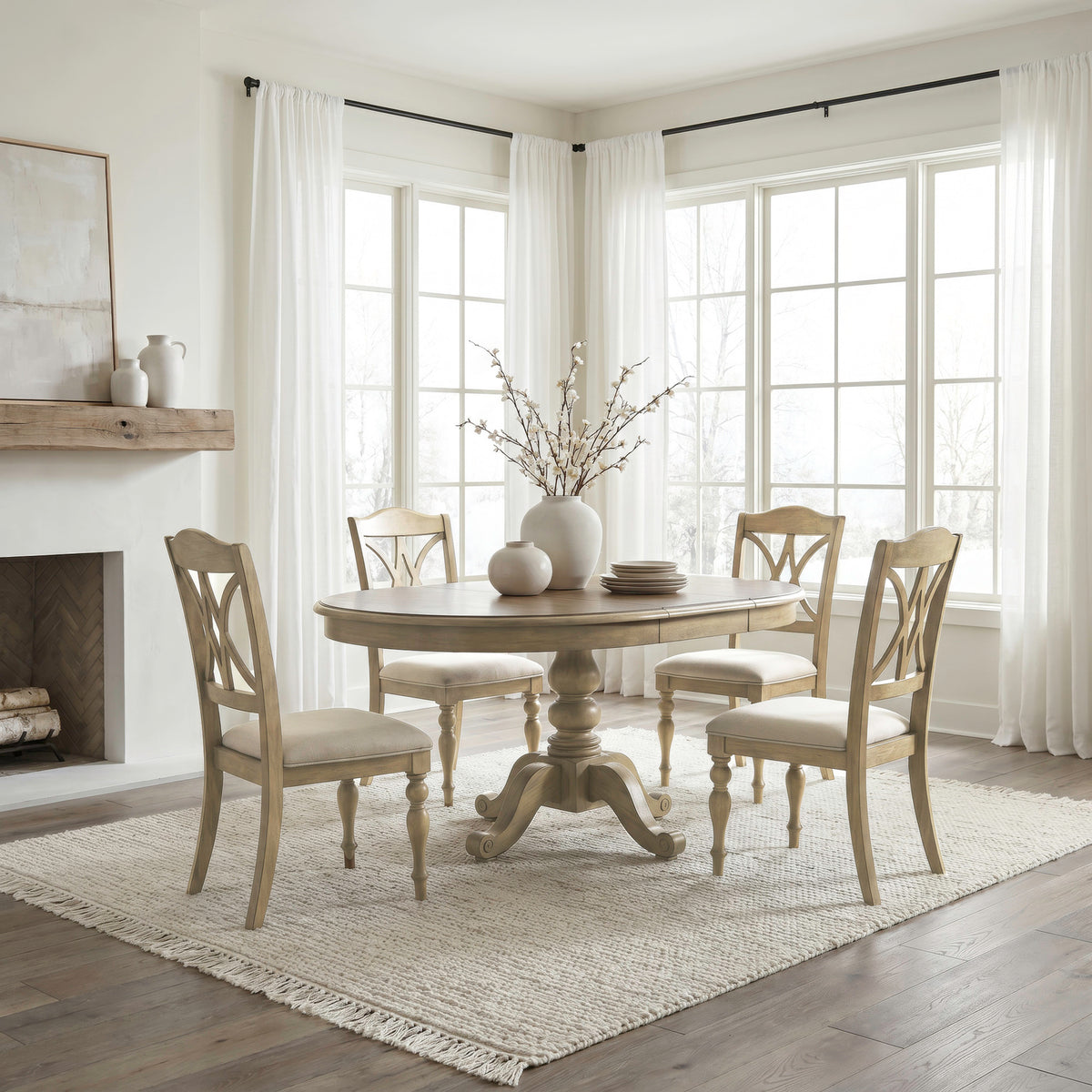 Summer House 5 Piece Pedestal Table Set