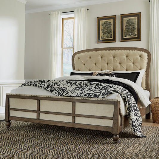 Americana Farmhouse Queen Shelter Bed, 2 Night Stands