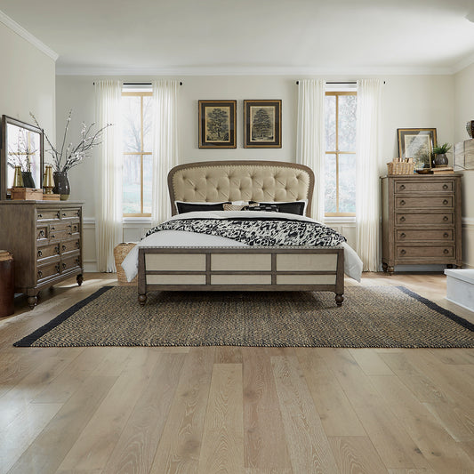 Americana Farmhouse Queen Shelter Bed, Dresser & Mirror, Chest Bedroom Set