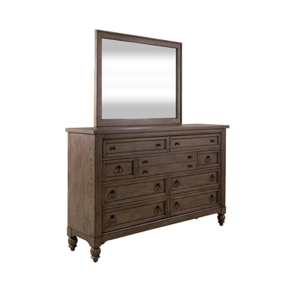 Americana Farmhouse Queen Sleigh Bed, Dresser & Mirror, Night Stand Bedroom Set