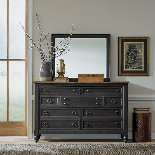 Americana Farmhouse 9 Drawer Dresser - Black
