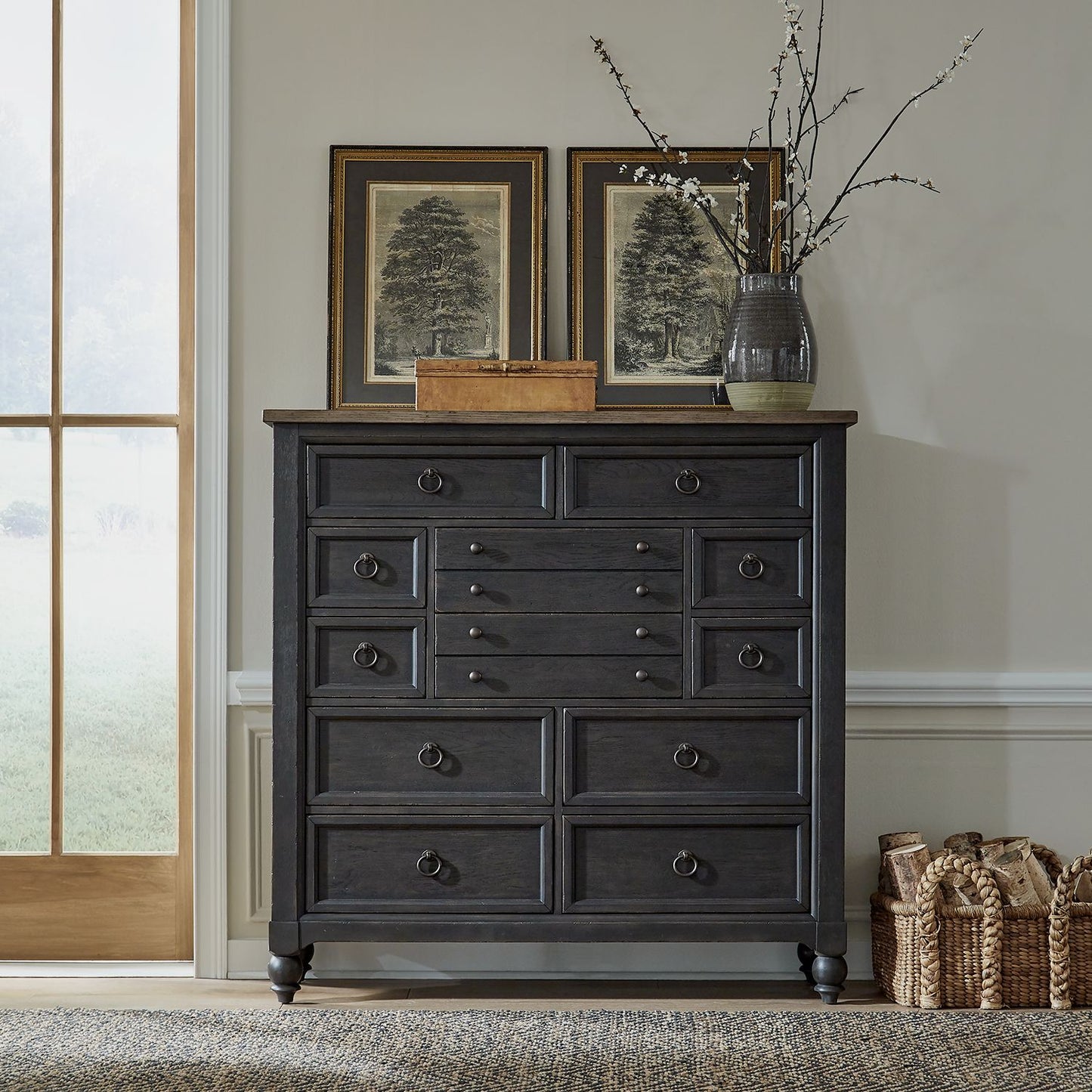 Americana Farmhouse 12 Drawer Chesser - Black