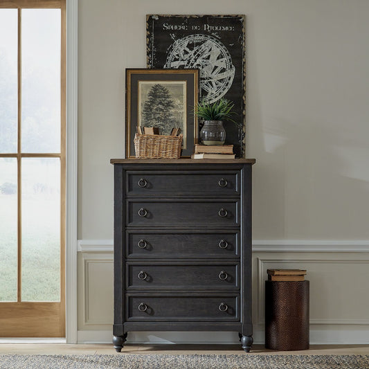 Americana Farmhouse 5 Drawer Chest - Black