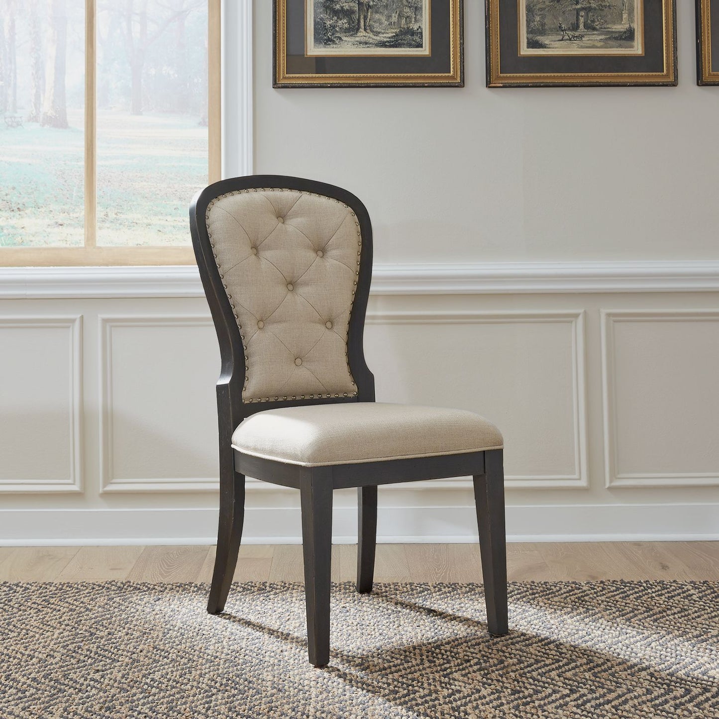 Americana Farmhouse Uph Tufted Back Side Chair - Black
