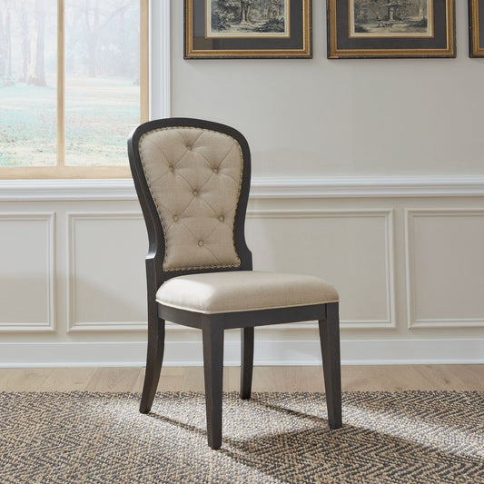 Americana Farmhouse Uph Tufted Back Side Chair - Black