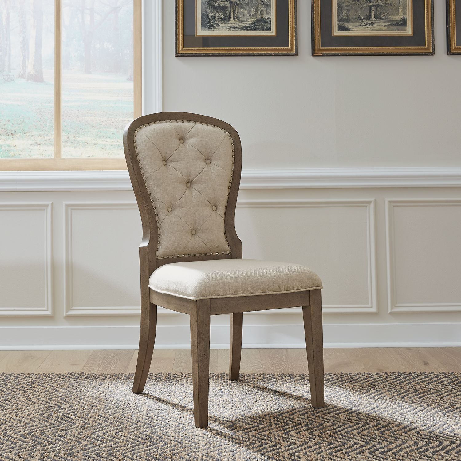 Americana Farmhouse Uph Tufted Back Side Chair