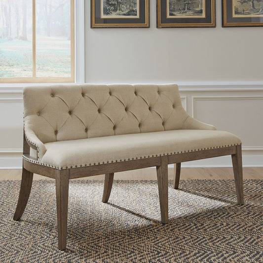 Americana Farmhouse Uph Shelter Dining Bench