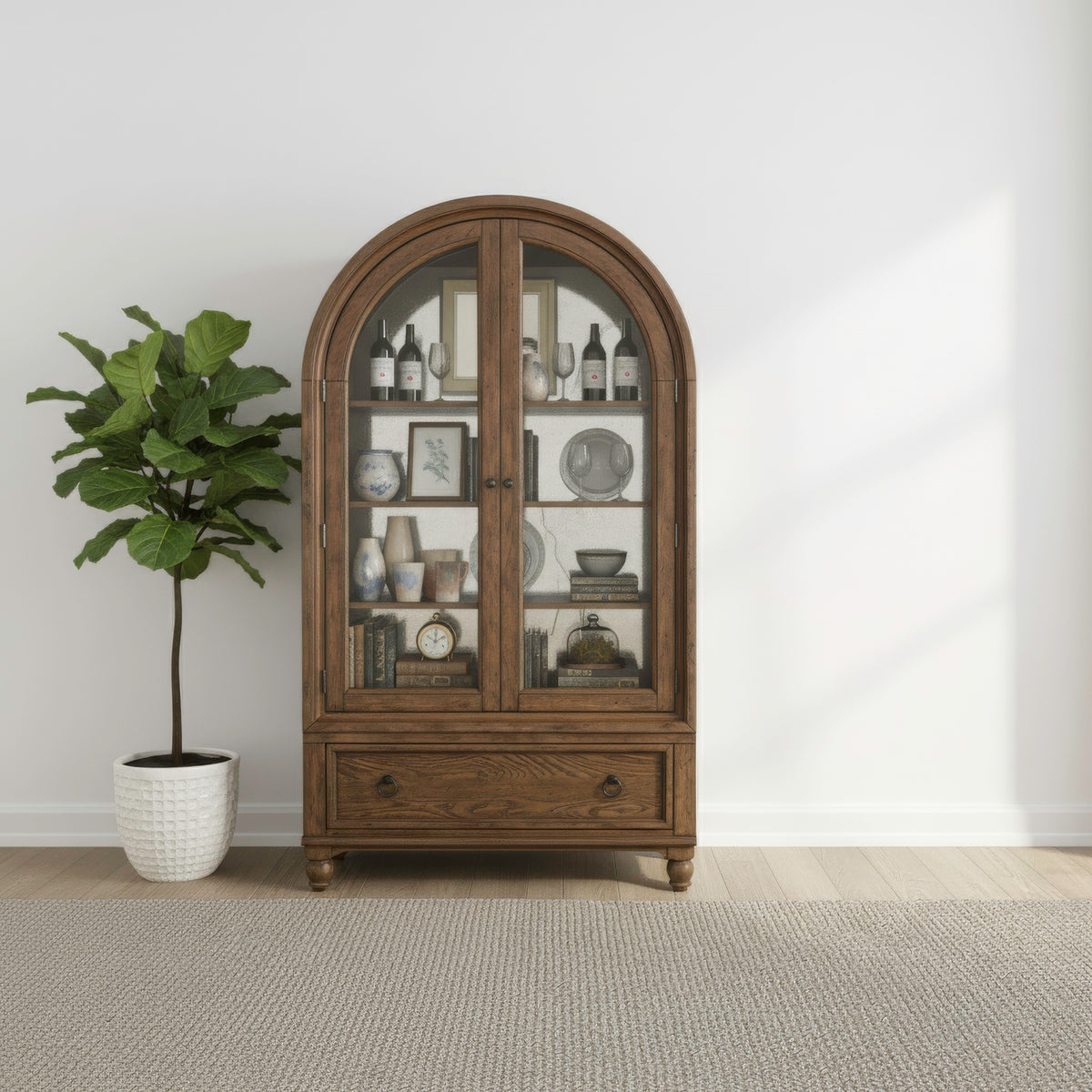 Americana Farmhouse Arched Display Cabinet
