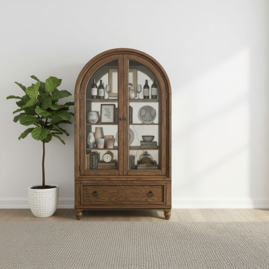 Americana Farmhouse Arched Display Cabinet