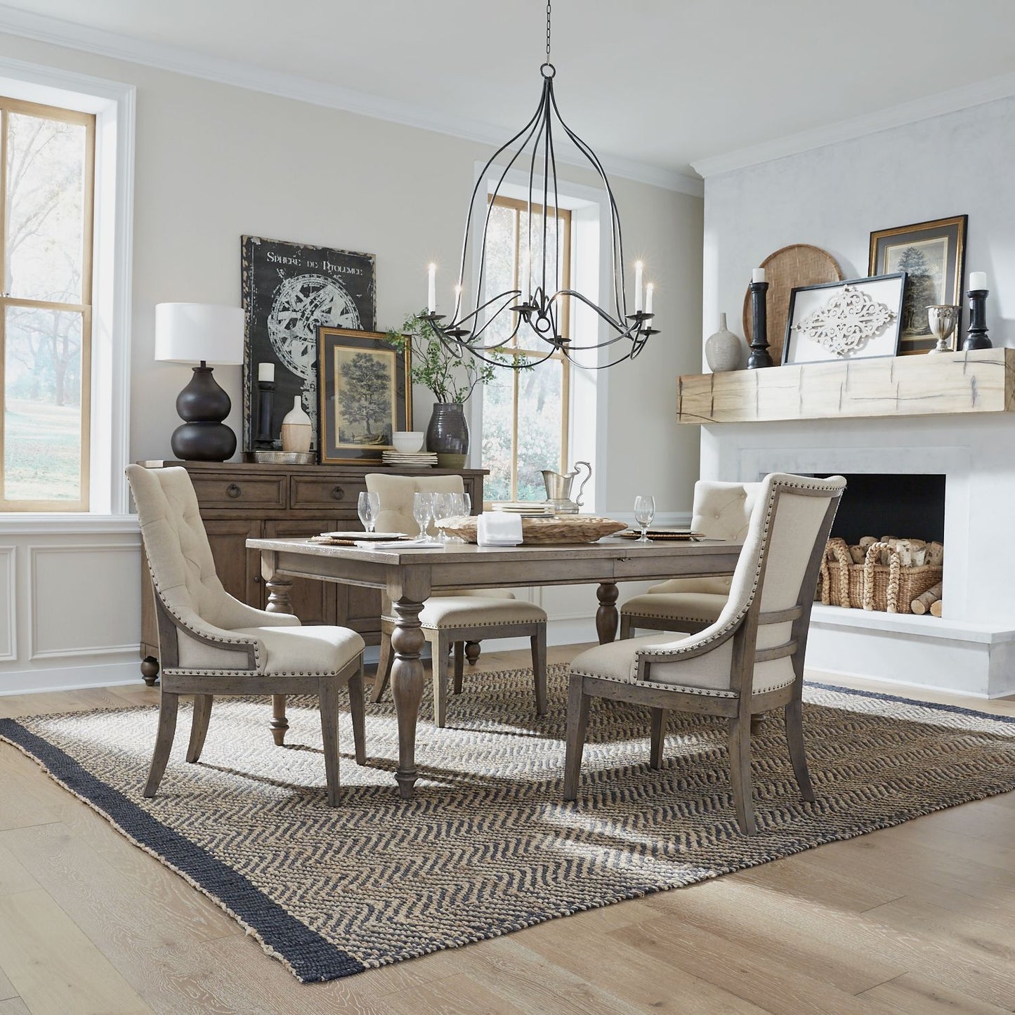 Americana Farmhouse 5 Piece Leg Table Set