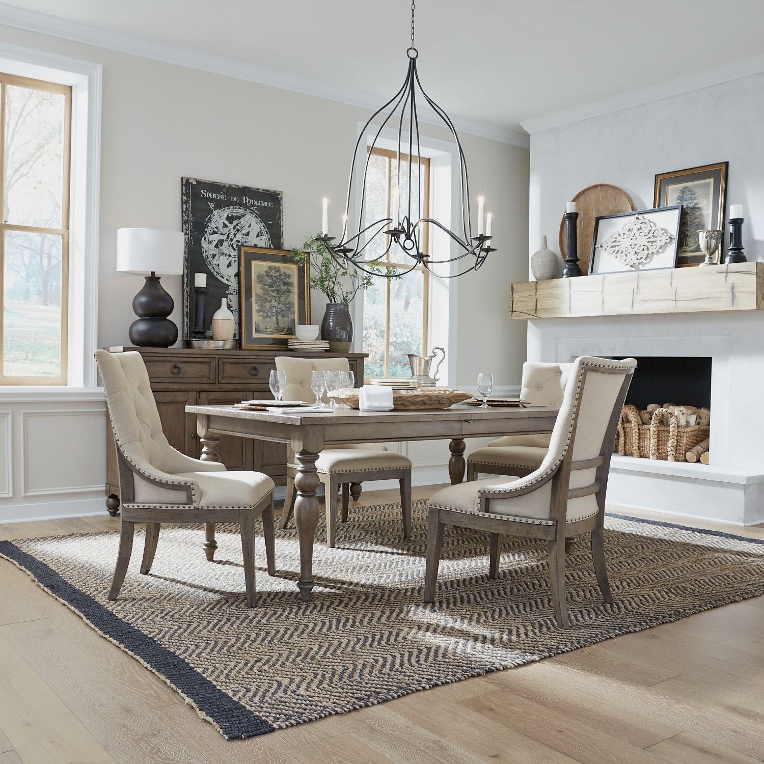 Americana Farmhouse 5 Piece Leg Table Set