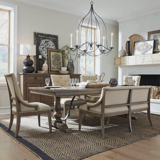 Americana Farmhouse 6 Piece Trestle Table Set