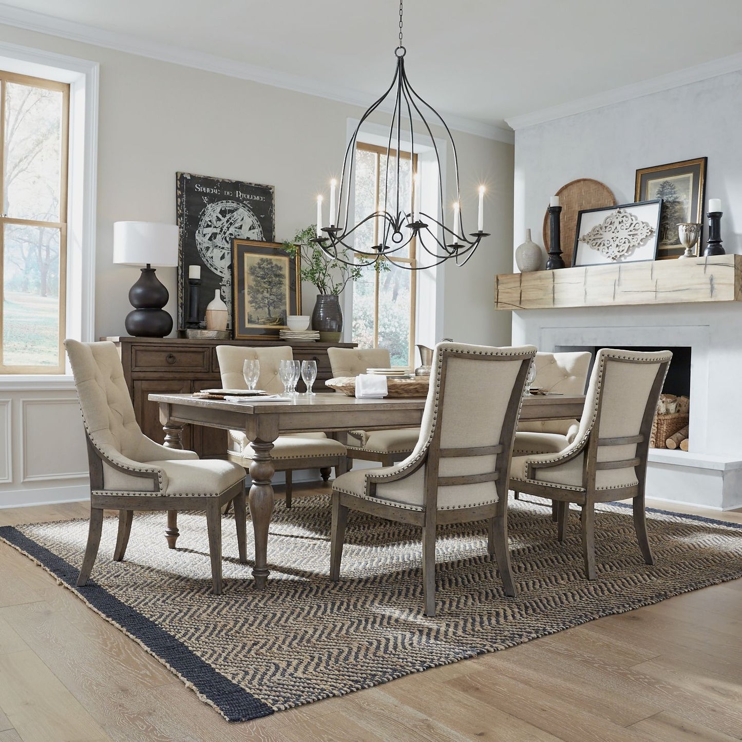 Americana Farmhouse 7 Piece Leg Table Set