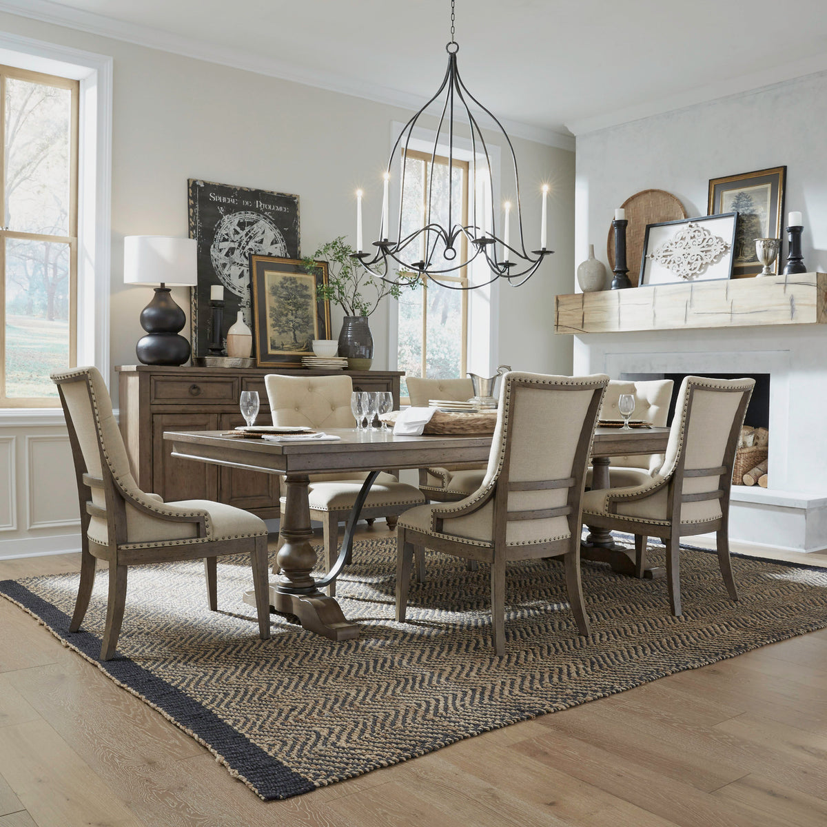 Americana Farmhouse 7 Piece Trestle Table Set